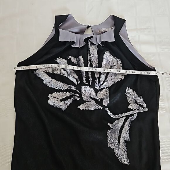 YaYa & Co Women's Sequins Open Back Top With Tie Front Black/ Silver Medium - Picture 9 of 16